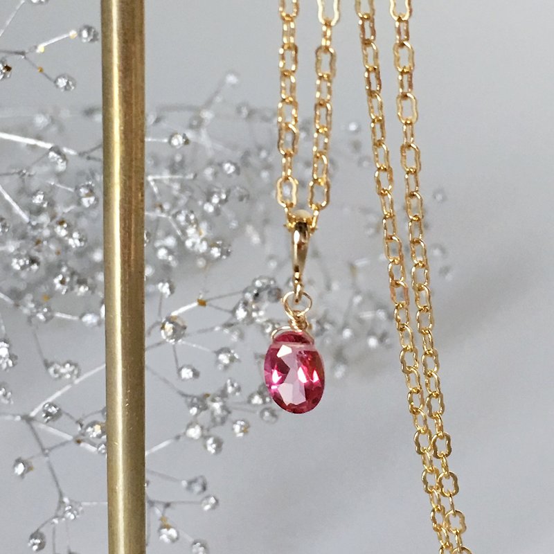【November birthstone】 Pink Topaz · Necklace - Necklaces - Gemstone Pink