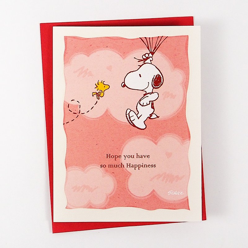 スヌーピー、たくさんの風船を見て幸せになれるといいなぁ[ホールマーク3Dカード] - カード・はがき - 紙 ピンク