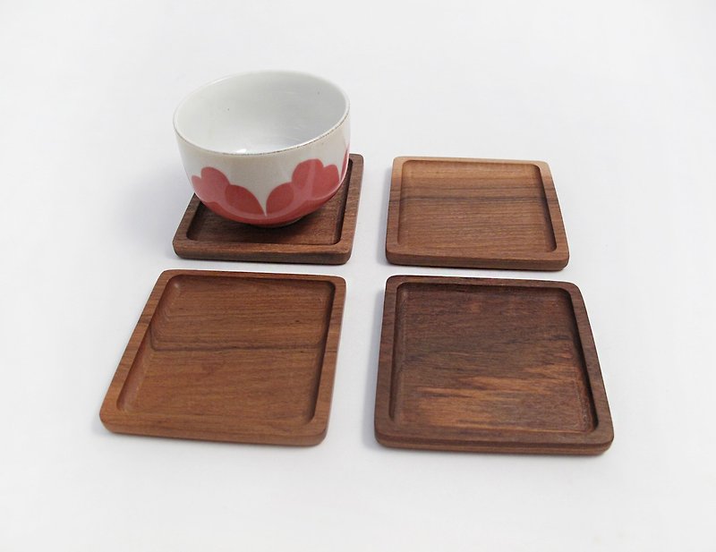 Log coaster / square small wooden mat / Paraguay rosewood - Coasters - Wood Brown