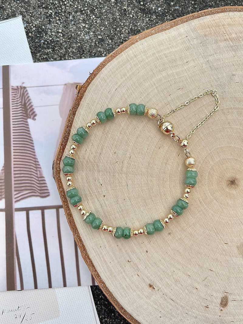 Selling Natural Burmese Jadeite - Full Green Abacus Beads Jadeite 14k Gold Bracelet Bracelet Natural Stone Selection