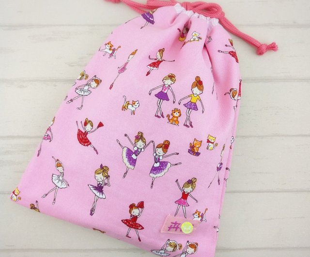 Free name embroidery. Ballerina girl with cat. drawstring bag diaper bag clothing bag Shop QQ rabbit Diaper Bags Pinkoi