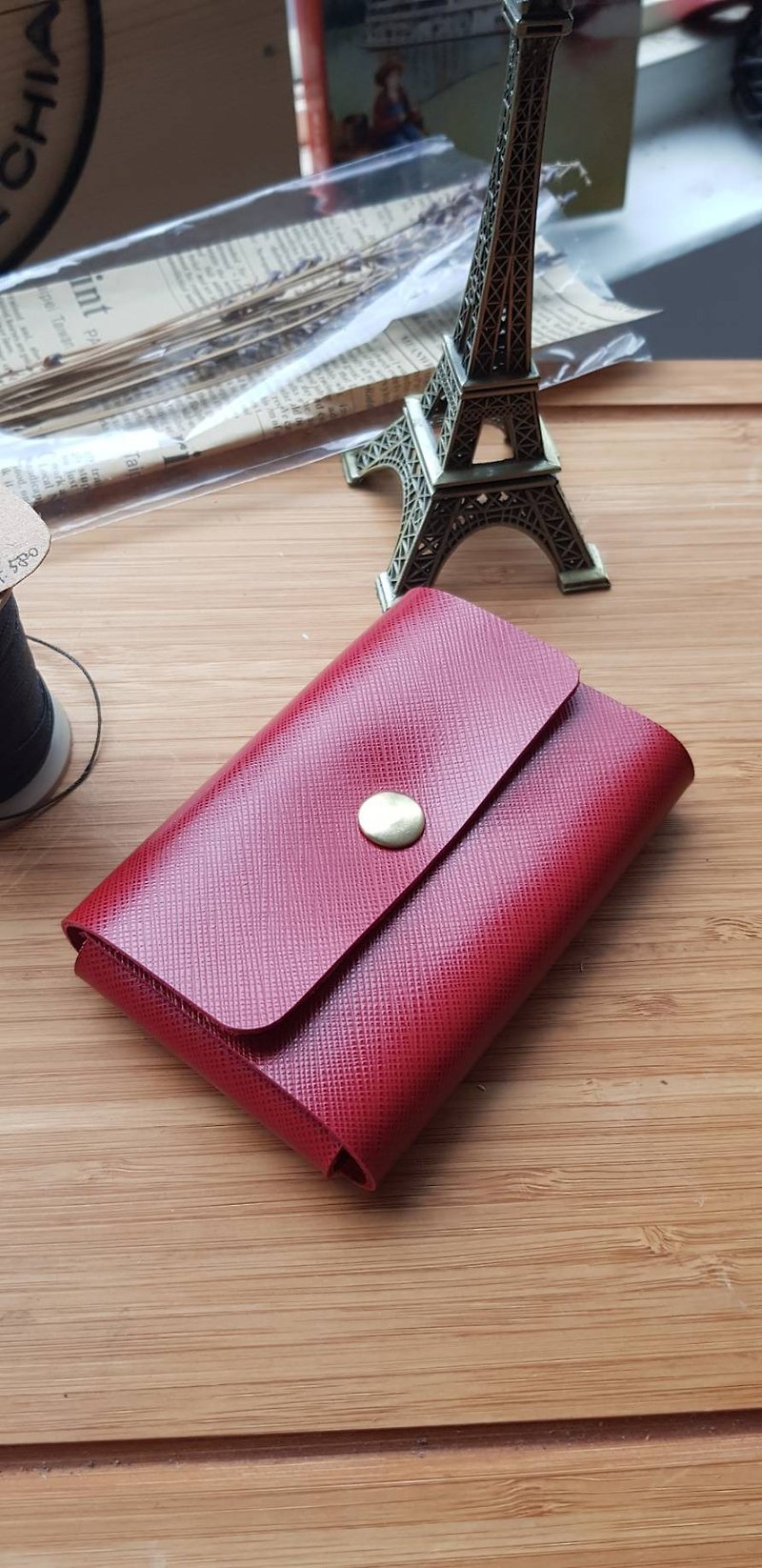 Hand-made custom hard-type business card holder 60 sheets / can also put change / first choice for birthday - Card Holders & Cases - Genuine Leather 