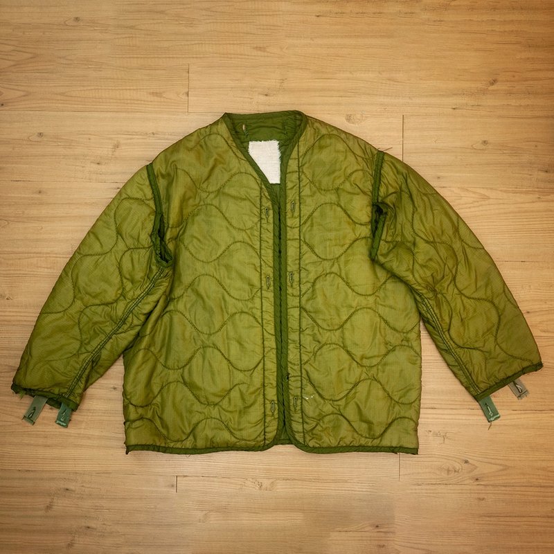 US Army Public Issue M65 Lined Jacket Vintage Second Hand Quilted Gourd Pattern B - เสื้อโค้ทผู้ชาย - ผ้าฝ้าย/ผ้าลินิน สีเขียว