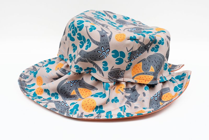 Sun Hat Taro (milk tea background) printing - Hats & Caps - Other Materials Khaki