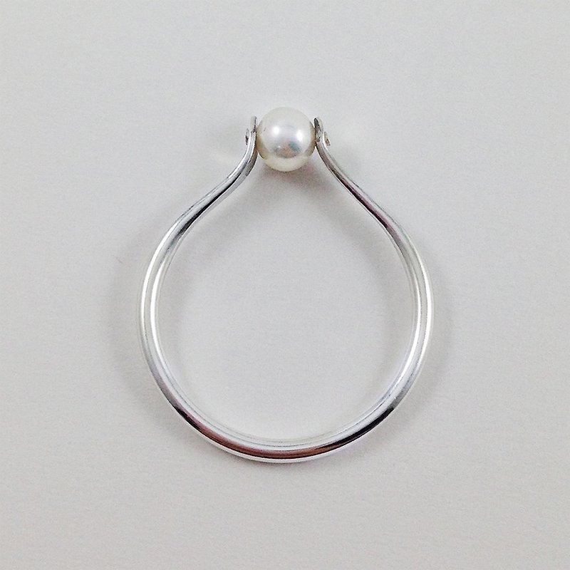 Valentine's Day Gift ♥ Ohappy Elegant Series | Pearl Sterling Silver Rings - แหวนทั่วไป - โลหะ สีเงิน