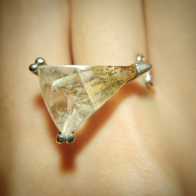 海苔瑪瑙唐草純銀開口戒指 - 戒指 - 半寶石 透明