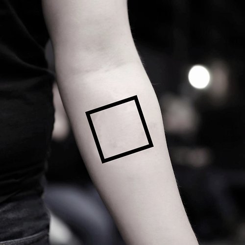 OhMyTat OhMyTat 正方形 Square 幾何刺青圖案紋身貼紙 (2 張)