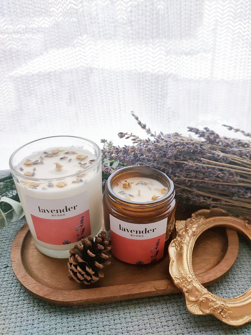 Fluorescent candlelight lavender lavender scent to help sleep wood tone / environmentally friendly soybean candle - เทียน/เชิงเทียน - ขี้ผึ้ง 