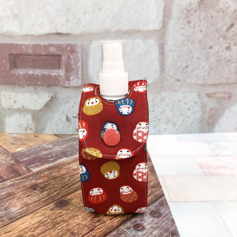 酒精/消毒液收納袋 附100ml 2號瓶 外出必備防疫小物 - 不倒翁 - 居家收納/收納盒/儲物盒 - 棉．麻 紅色