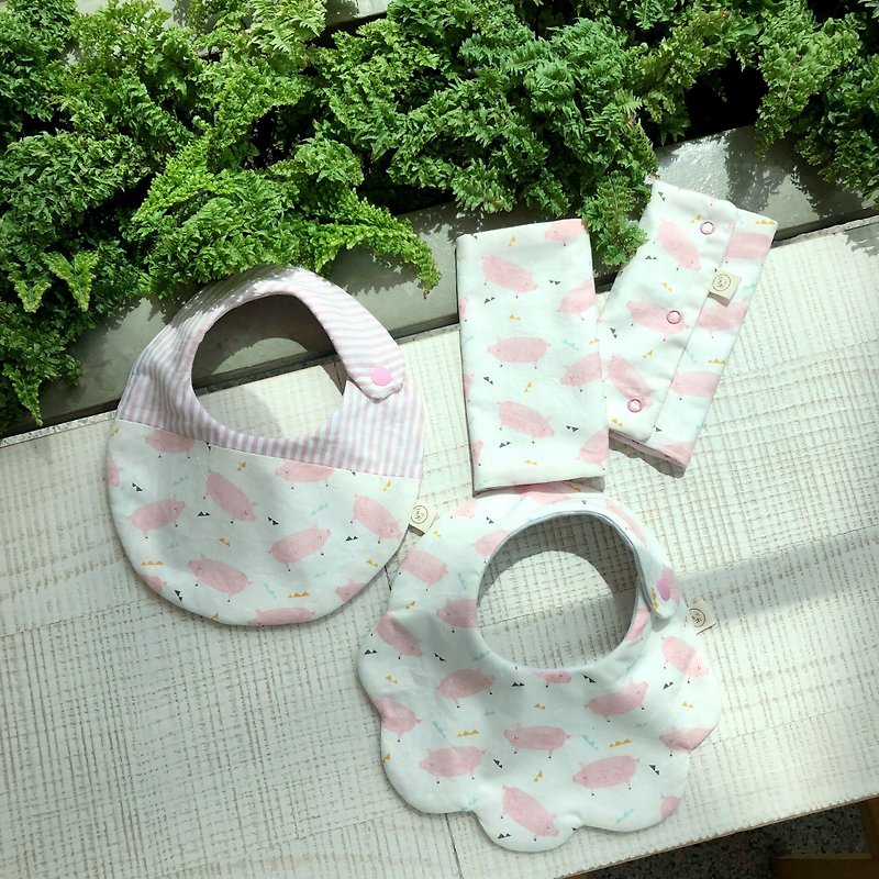 粉紅豬 100%韓國製有機棉 彌月禮盒組 兩入 - 滿月禮物 - 棉．麻 