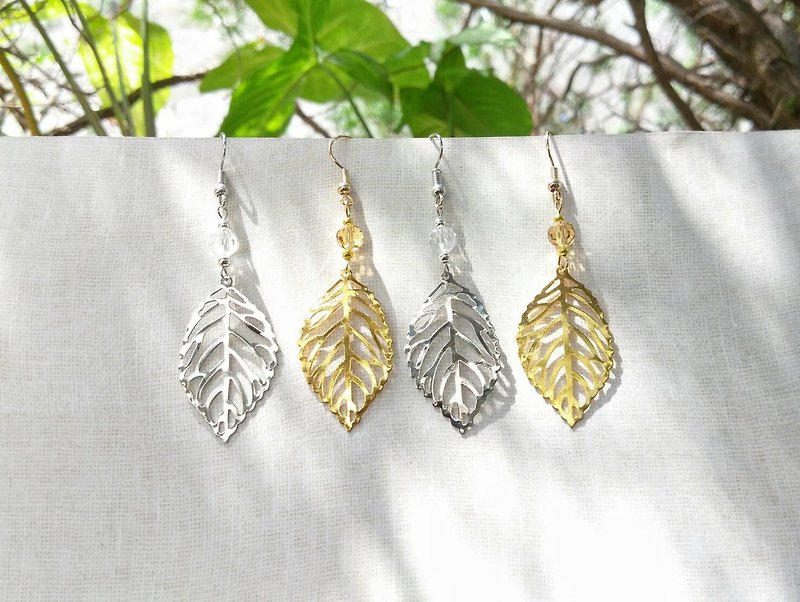 Handmade No. 3 Leaf Dangled Earrings (Clip-on Available) - Earrings & Clip-ons - Other Metals Silver