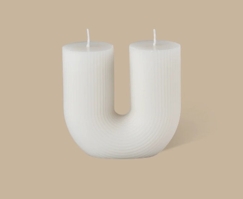 Curl Curl U型柱狀蠟燭 白色 - 擺飾/家飾品 - 蠟 白色