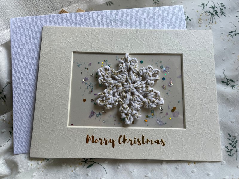 鉤織雪花聖誕卡 - 卡片/明信片 - 紙 白色