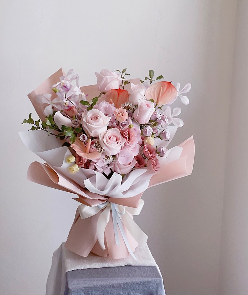 【Flowers】Sweet pink rose hydrangea flower bouquet - อื่นๆ - พืช/ดอกไม้ สึชมพู