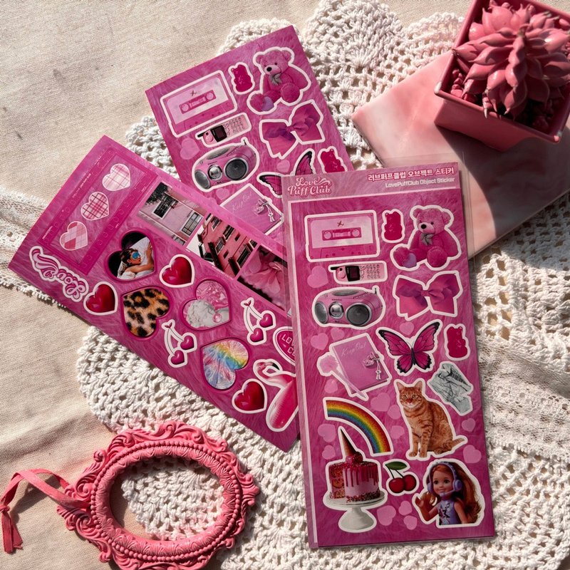 LovePuffClub Object Sticker - 貼紙 - 紙 粉紅色