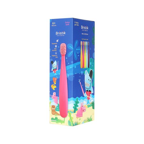 普麥斯 嚴選海外育兒精品，在地接軌世界潮流 韓國【Bristik】 魔法棒 兒童抗菌極細緻軟毛牙刷(5入)