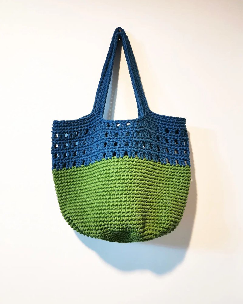 Large Two Tone Flower Tote Bag - Messenger Bags & Sling Bags - Eco-Friendly Materials Green