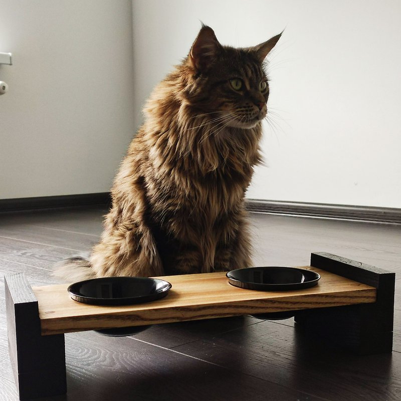 Wooden dog cat bowl stand - ชามอาหารสัตว์ - ไม้ สีนำ้ตาล