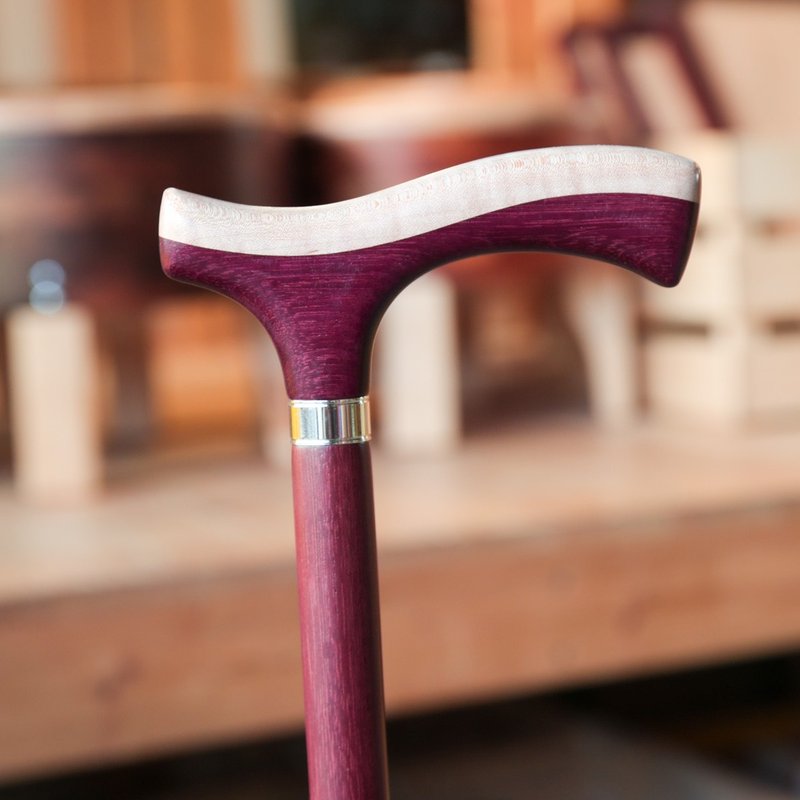 Duet Series Duet: Purple & White Purple Heart Wood and Maple Wood Universal Walking Stick - อื่นๆ - ไม้ สีม่วง