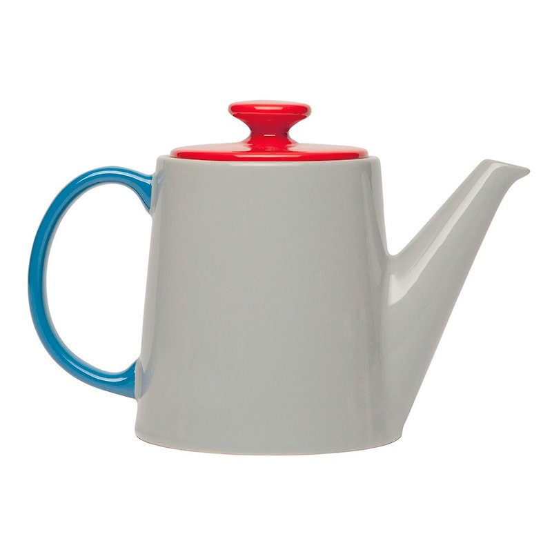 Jansen+co color teapot (grey+red+blue) - ถ้วย - เครื่องลายคราม หลากหลายสี