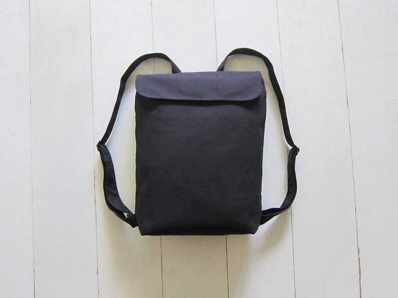 Canvas Backpack- A4 Size (Zipper Closure / External Zipper Pocket) - Backpacks - Cotton & Hemp Black