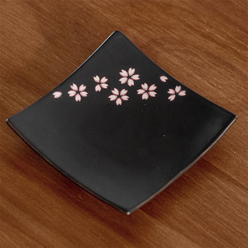 diseno Living Palo Santo / Sage Ceramic Burning Square Holder- Sakura Black - น้ำหอม - วัสดุอื่นๆ สีดำ