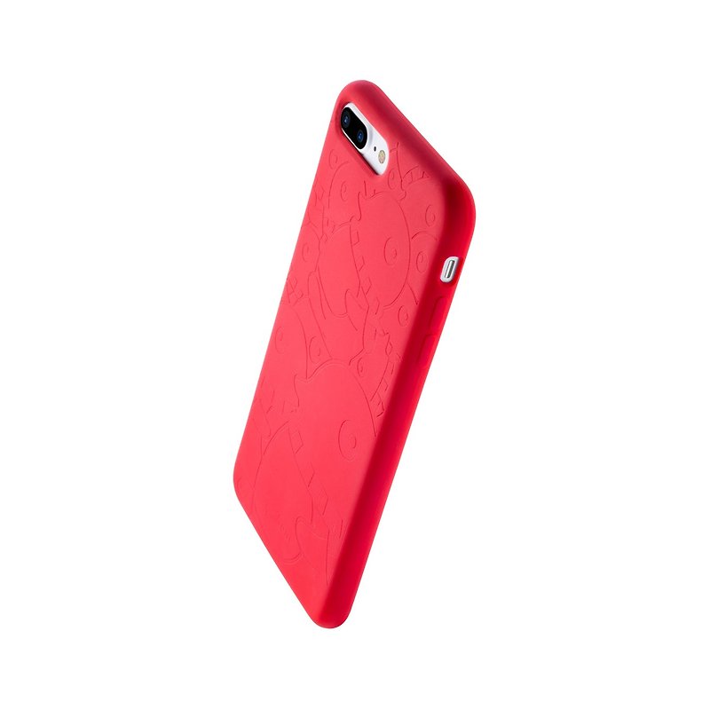 Bone / iPhone 8 Plus / 7 Plus Microphone Back Shell - Penguin (Crimson) - Phone Cases - Silicone Red