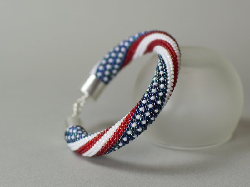 diy手作, DIY Material Pack, bracelet 4th july, DIY jewelry, 材料都幫你準備好了, DIY手作材料包 - เย็บปัก/ถักทอ/ใยขนแกะ - แก้ว สีน้ำเงิน