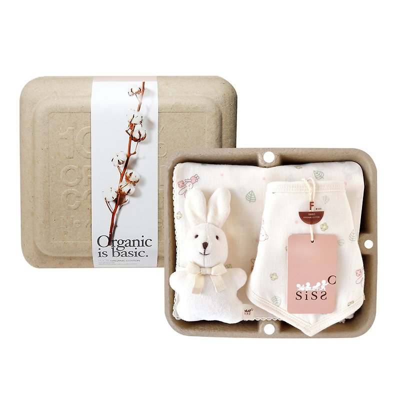 [SISSO Organic Cotton] Send you a small flower gauze universal towel bib gift box - Baby Gift Sets - Cotton & Hemp White