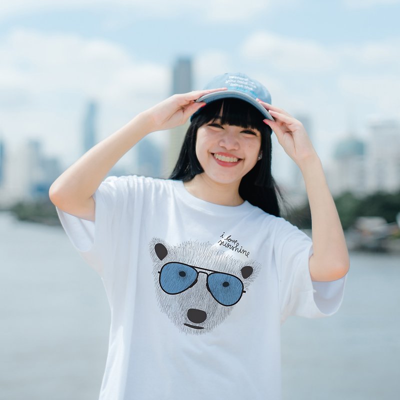 BEAR LOVE SUNSHINE, Changeable color t-shirt (Oversized) - Unisex Hoodies & T-Shirts - Cotton & Hemp White