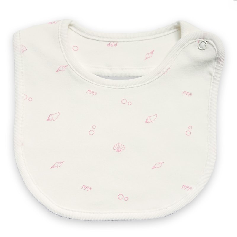 [Deux Filles Organic Cotton] Pink Shell Baby Bib - ผ้ากันเปื้อน - ผ้าฝ้าย/ผ้าลินิน สึชมพู