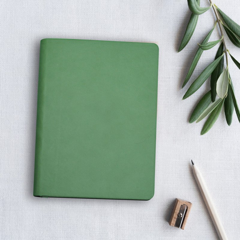 School A5 Handbook Notepad Grid Book Simple Light Green Customized Branding Birthday Gift - Notebooks & Journals - Faux Leather Green