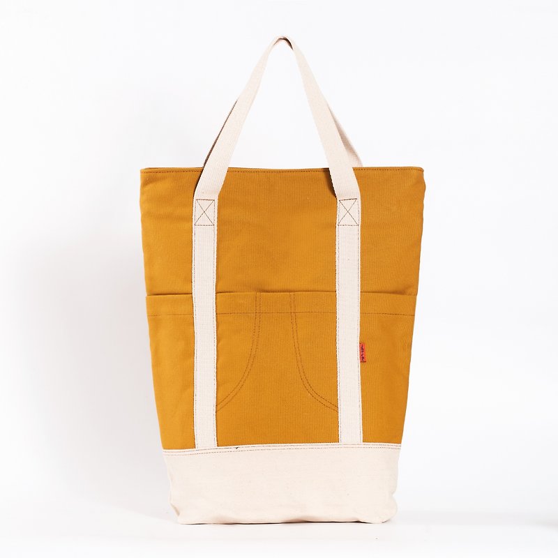 YELLOW MUSTARD WIDESIDE : BACKPACK AND TOTE BAG - กระเป๋าเป้สะพายหลัง - วัสดุอื่นๆ สีส้ม