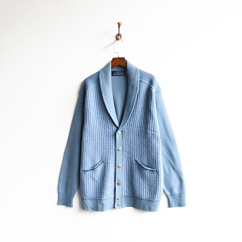 【蛋植物古着】群青の空、カーディガン古着セーター - ニット・セーター - その他の化学繊維 ブルー