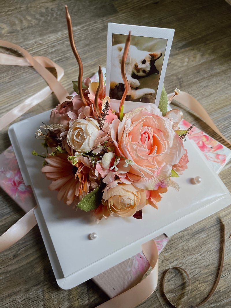 [Customized] Biedermann flower cake gift box-6 inches/dried flowers/birthday/graduation gift - ช่อดอกไม้แห้ง - พืช/ดอกไม้ สึชมพู