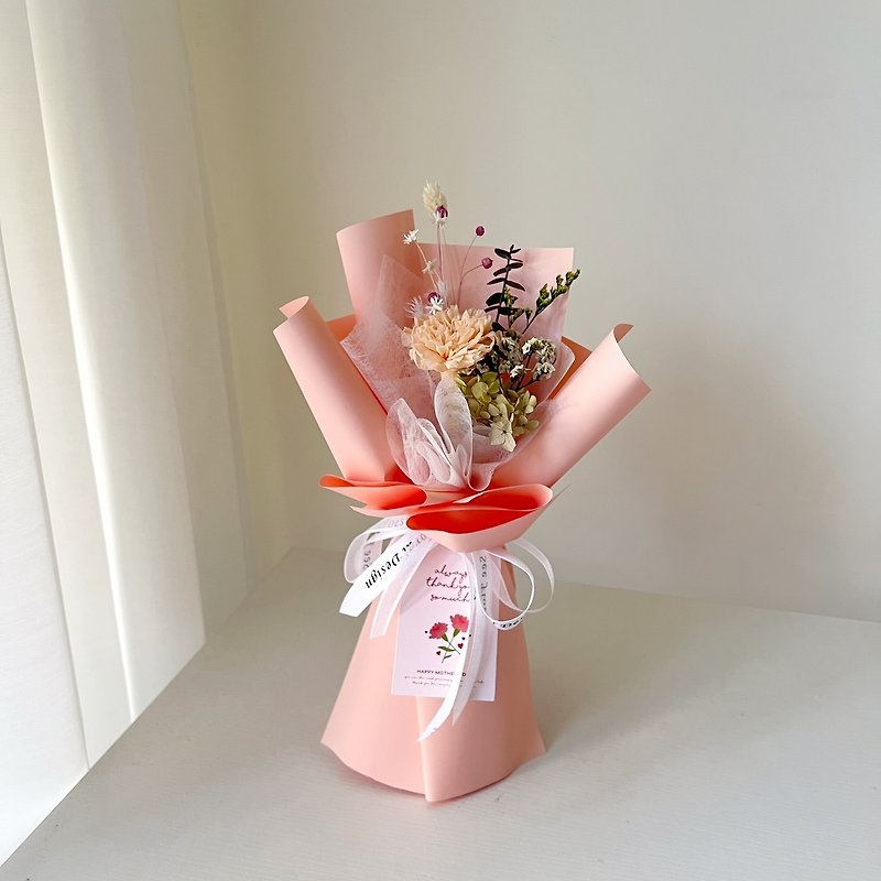 Single peach carnation bouquet - ช่อดอกไม้แห้ง - พืช/ดอกไม้ 