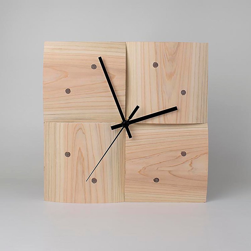 日本ニレ日本ヒノキ丸太時計ステッチデザイン時計 - 時計 - 木製 ホワイト