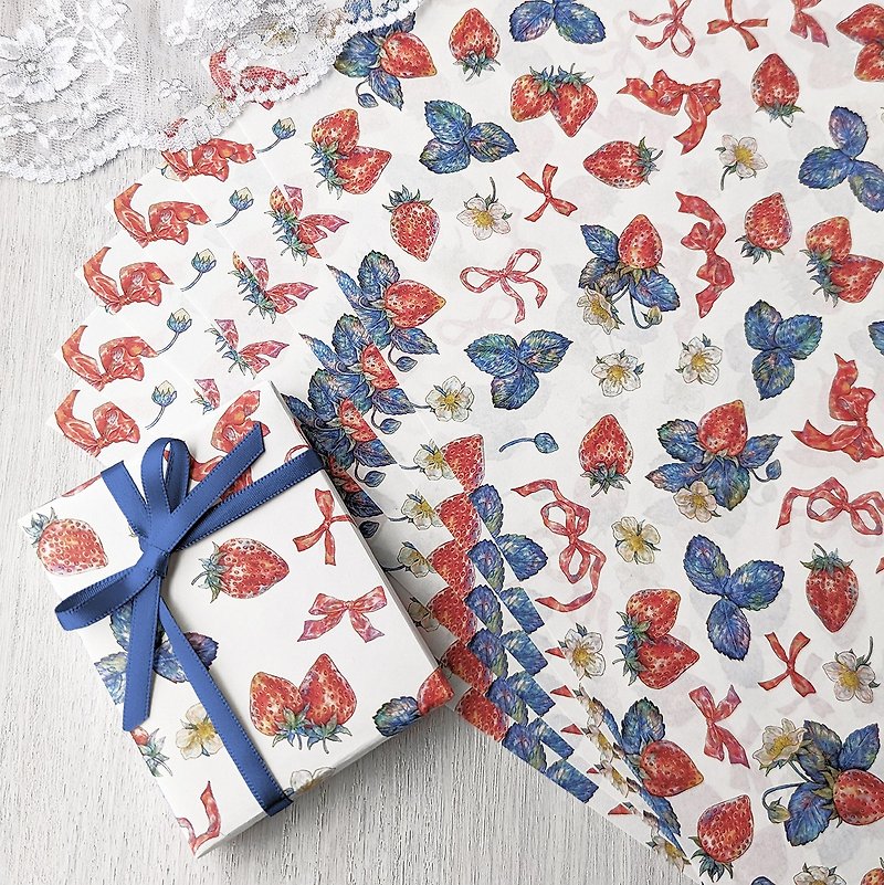 Design Paper Ribbon & Strawberry - Gift Wrapping & Boxes - Paper 