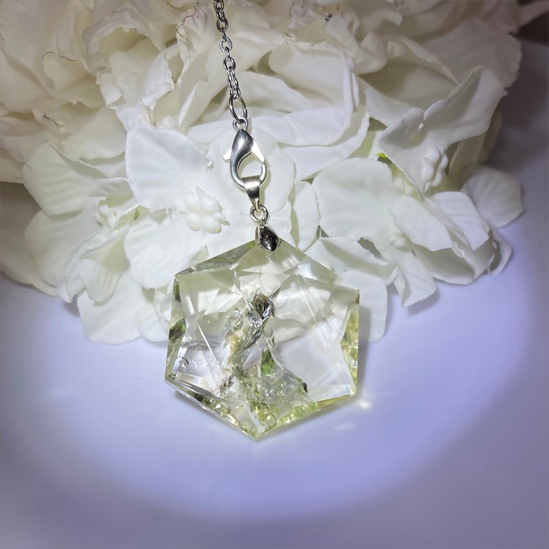 NO.41 稀有珍貴 彩虹光 黃水晶 靈擺 能量 項鍊  六芒星 吊墜 - 項鍊 - 水晶 黃色