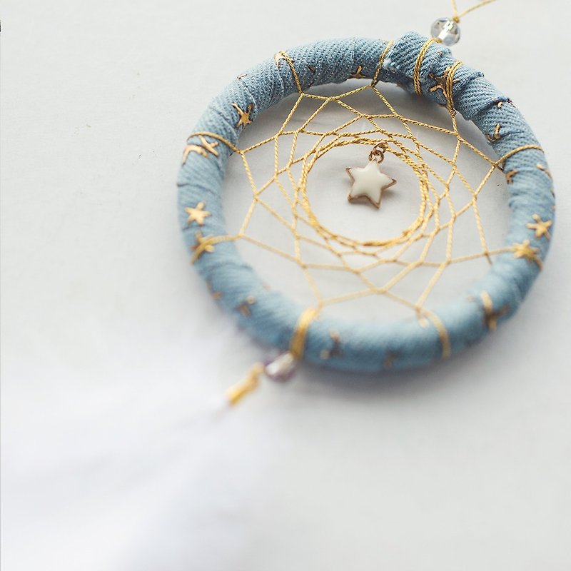 Dream catcher diy material package - light blue + gold thread + stars (denim style) - Other - Other Materials Blue
