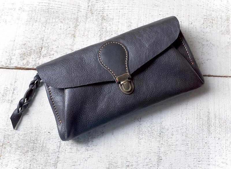 Soft Nume leather wallet "series-envelope" rainy night - กระเป๋าสตางค์ - หนังแท้ สีเทา