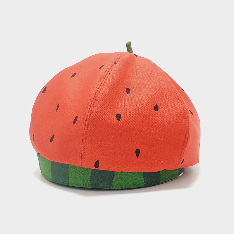 【HiGh MaLi】Beret/painter hat/super sweet red watermelon + watermelon rind #birthday gift #Japanese cloth - Hats & Caps - Cotton & Hemp Red