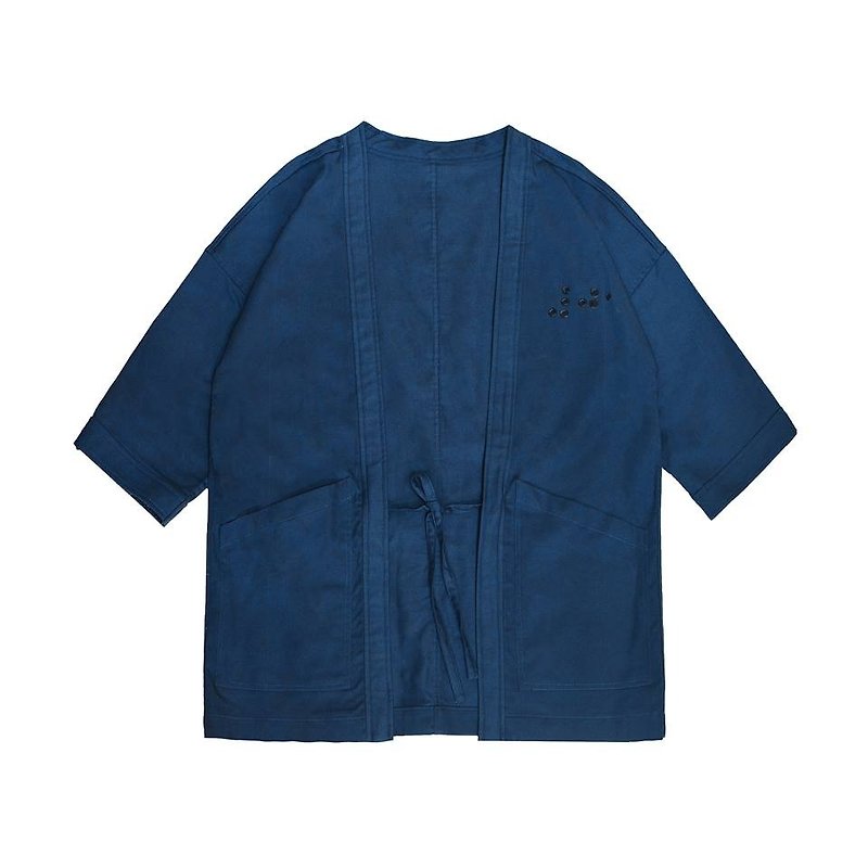 oqLiq - Project 01 - Braille Noragi - Men's Coats & Jackets - Cotton & Hemp Blue