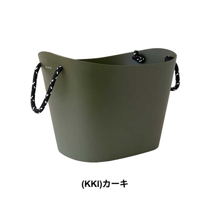 [Yawata Kasei] Soft camp tote camping multifunctional storage basket L military green - Shelves & Baskets - Other Materials Green