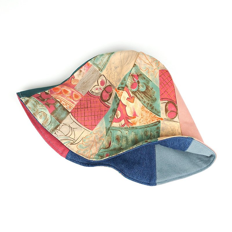 Hand-made double-sided design hat  - หมวก - ผ้าฝ้าย/ผ้าลินิน สึชมพู