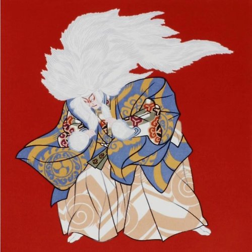 荷風日立商行 京都風呂敷包巾-浮世繪 二巾-鏡獅子(赤)