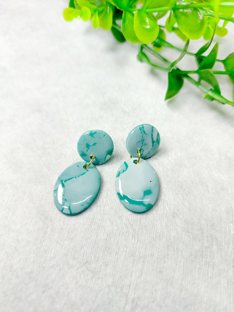 Smoky Clay Earrings - Camouflage Green Earrings - ต่างหู - ดินเหนียว สีเขียว