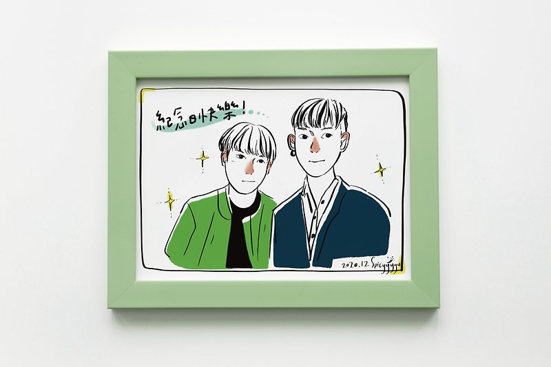 [Like Yan Painting] Electronic file/without frame | Customized birthday Valentine's Day couple gift-giving commemorative card - Digital Portraits, Paintings & Illustrations - Other Materials 
