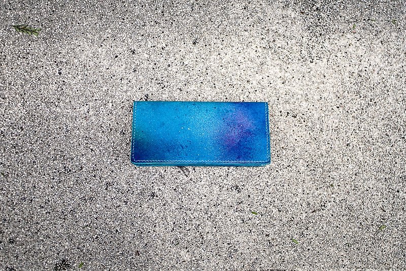 Small Universe in Heart - Leather Long Clip - Wallets - Genuine Leather Blue
