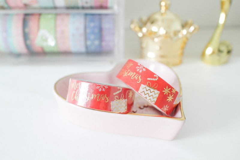 Bronzing paper tape-Christmas gift - มาสกิ้งเทป - กระดาษ สีแดง